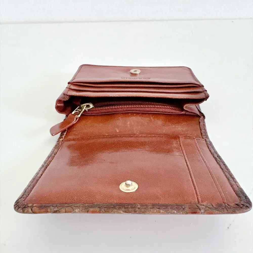 BRAHMIN SET OF 2 ALLIGATOR CROCODILE WALLETS BROWN